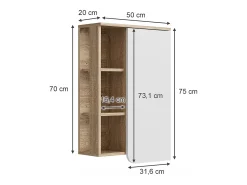 Armário de casa de banho sonoma/branco 50x20x75 karen