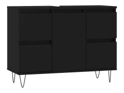 Armário de casa de banho 80x33x60 cm derivados de madeira preto
