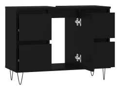 Armário de casa de banho 80x33x60 cm derivados de madeira preto