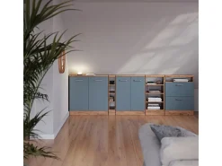Armário de cozinha para sótão inclinado azul-cinza 60x46x81.6 r-line
