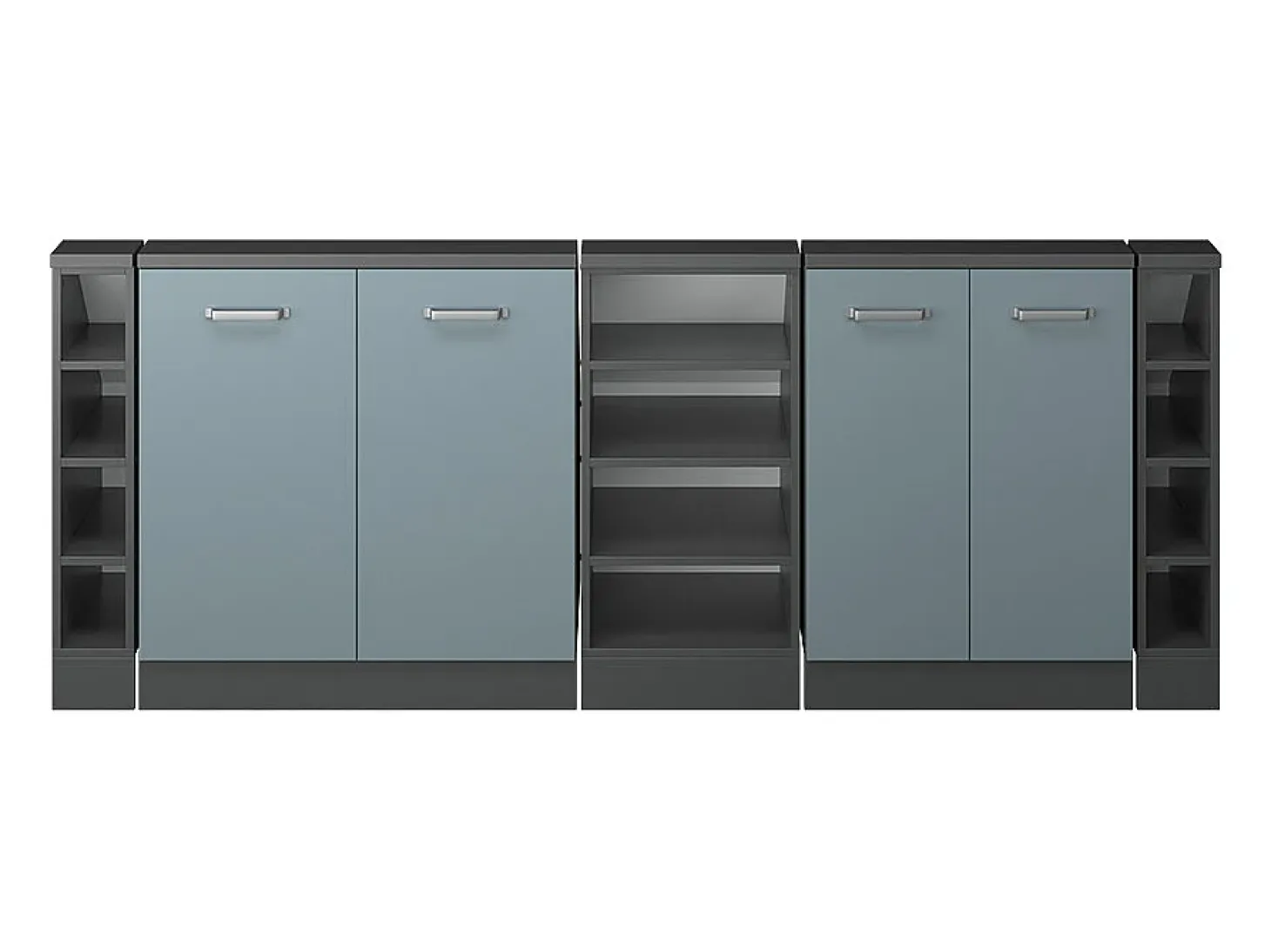 Armário de cozinha para sótão inclinado azul-cinza 210x46x81.6 r-line