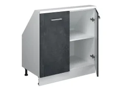 Armário de cozinha para sótão inclinado concreto preto 80x46x81.6 r-line