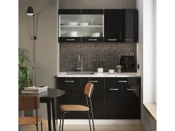 Armário de cozinha para sótão inclinado preto alto brilho 80x46x81.6 r-line