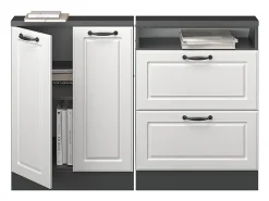 Armário de cozinha para sótão inclinado casa de campo branca 120x46x81.6 r-line
