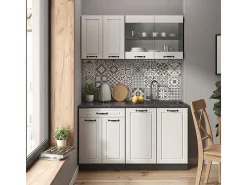 Armário de cozinha para sótão inclinado casa de campo branca 120x46x81.6 r-line