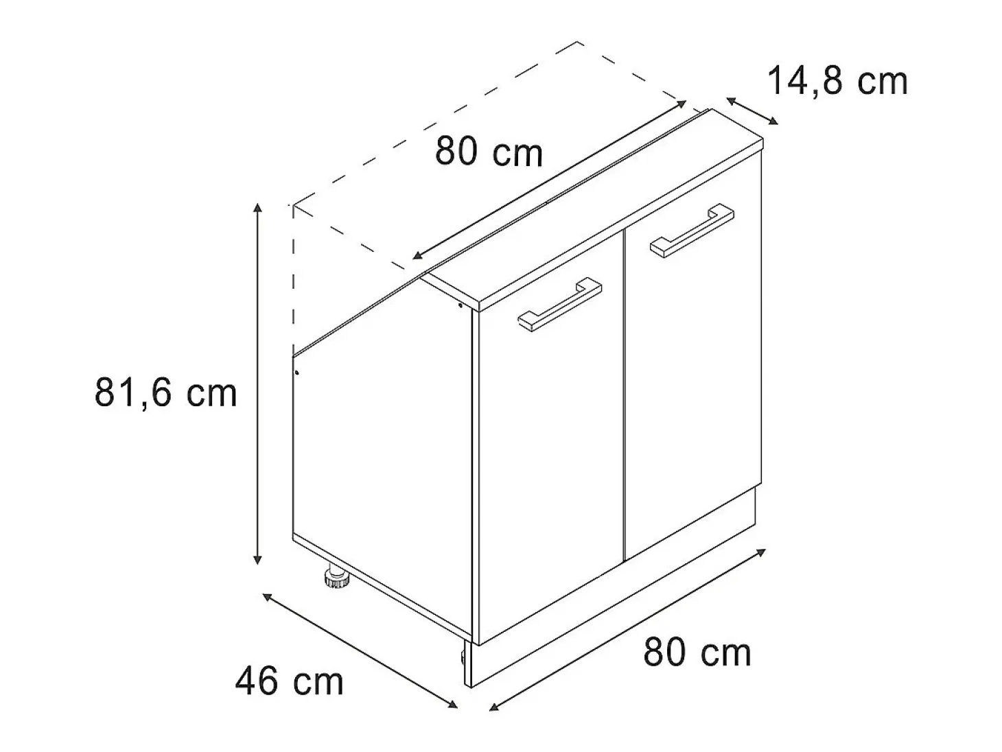 Armário de cozinha para sótão inclinado casa de campo branca 80x46x81.6 r-line