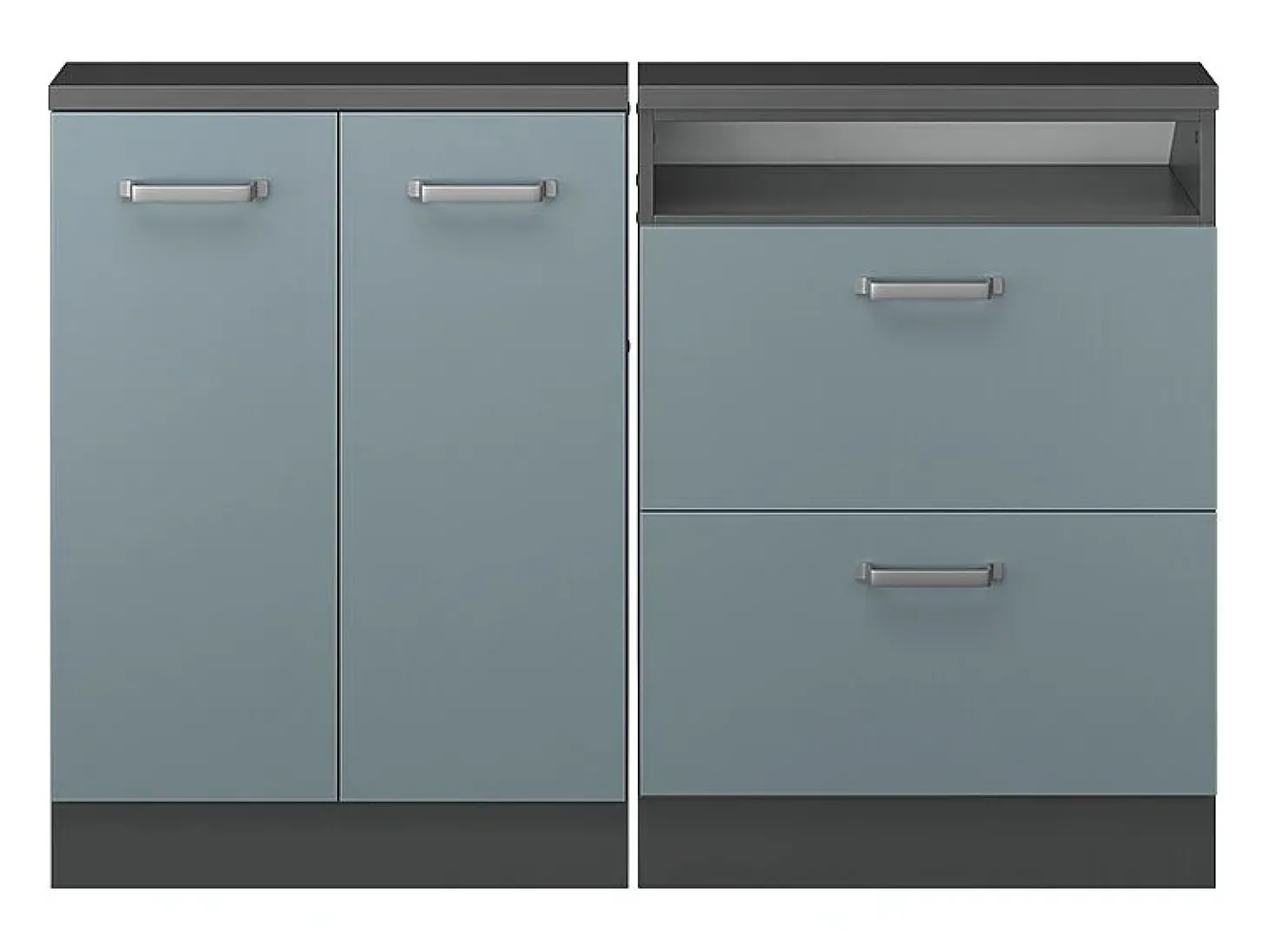Armário de cozinha para sótão inclinado azul-cinza 120x46x81.6 r-line