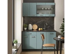 Armário de cozinha para sótão inclinado azul-cinza 120x46x81.6 r-line