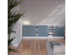 Armário de cozinha para sótão inclinado azul-cinza 80x46x81.6 r-line