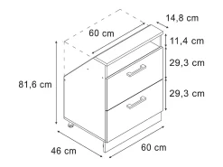 Armário de cozinha para sótão inclinado vermelho alto brilho 60x46x81.6 r-line