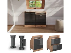 Armário de cozinha para sótão inclinado antracite alto brilho 60x46x81.6 r-line