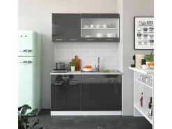 Armário de cozinha para sótão inclinado antracite alto brilho 210x46x81.6 r-line