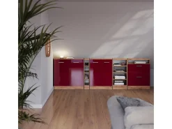 Armário de cozinha para sótão inclinado vermelho alto brilho 80x46x81.6 r-line