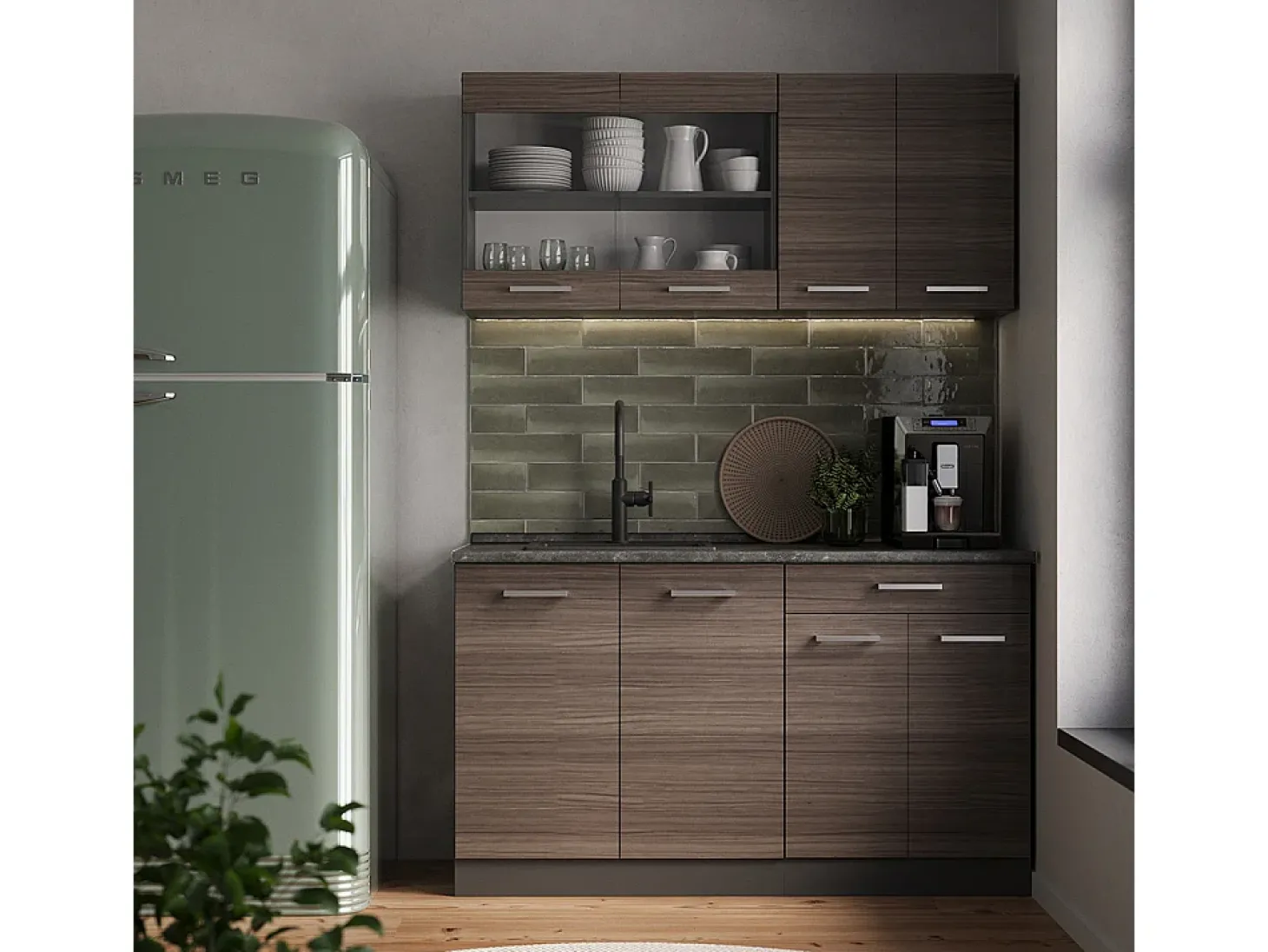 Armário de cozinha para sótão inclinado cinza nobre 120x46x81.6 r-line