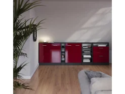 Armário de cozinha para sótão inclinado vermelho alto brilho 80x46x81.6 r-line