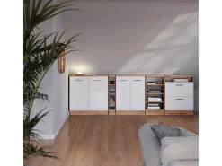 Armário de cozinha para sótão inclinado branco alto brilho 60x46x81.6 r-line