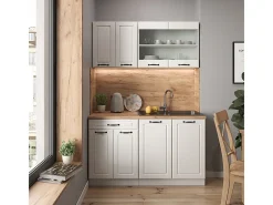 Armário de cozinha para sótão inclinado casa de campo branca 210x46x81.6 r-line