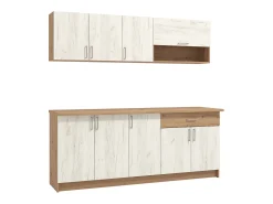 Armário de Cozinha 200x85.5x60 cm Branco e Carvalho