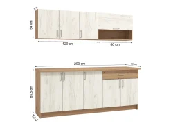 Armário de Cozinha 200x85.5x60 cm Branco e Carvalho