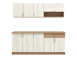 Armário de Cozinha 200x85.5x60 cm Branco e Carvalho