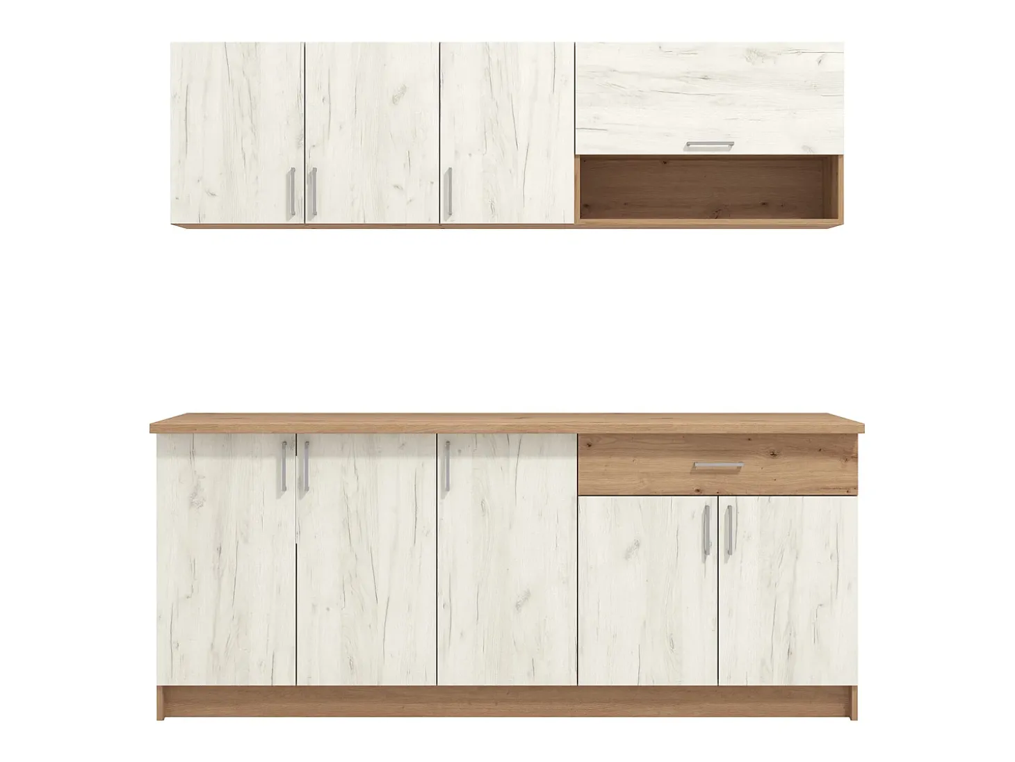 Armário de Cozinha 200x85.5x60 cm Branco e Carvalho