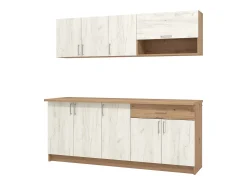 Armário de Cozinha 200x85.5x60 cm Branco e Carvalho