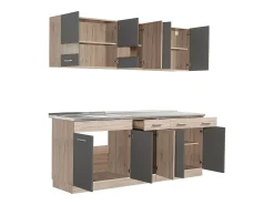 Armário de cozinha 200x84x60 cm Cinza