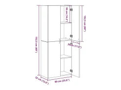 Armário de Escritório Carvalho Preto 70 x 32 x 77.5 cm