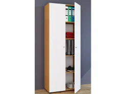 Armário de escritório VCM com 5 compartimentos | moderno armário de arquivos com portas rotativas | Dimensões L. 70 x A. 178 x P. 40 cm – Vandol (faia / branco)