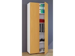Armário de escritório VCM com 5 compartimentos | moderno armário de arquivos com portas rotativas | Dimensões L. 70 x A. 178 x P. 40 cm – Vandol (Branco / Faia)