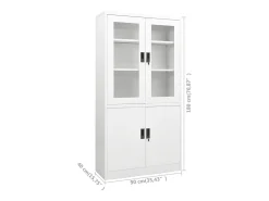 Armário de escritório 90x40x180 cm aço branco