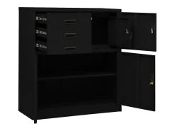 Armário de escritório 90x40x102 cm aço preto