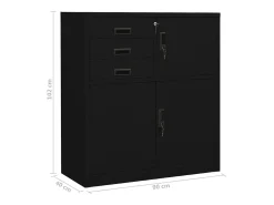 Armário de escritório 90x40x102 cm aço preto