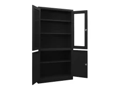 Armário de escritório 90x40x180 cm aço preto