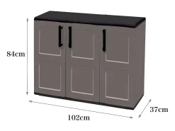 Armário de exterior Darmellin, Armário de varanda multiusos, Armário exterior de 3 portas, 100% Made in Italy, 102x37h84 cm, Cinza e Preto, Acabamento de pintura