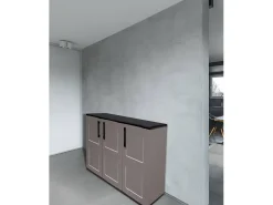 Armário de exterior Darmellin, Armário de varanda multiusos, Armário exterior de 3 portas, 100% Made in Italy, 102x37h84 cm, Cinza e Preto, Acabamento de pintura