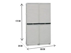 Armário de exterior Dbaldanz, Armário de exterior, Armário de lavandaria multiuso, 100% Made in Italy, Cinza claro, 100x39h172 cm