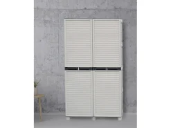 Armário de exterior Dbaldanz, Armário de exterior, Armário de lavandaria multiuso, 100% Made in Italy, Cinza claro, 100x39h172 cm