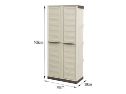 Armário de exterior Dbattitin, Armário de varanda multiuo, Armário de exterior de 2 porta, 100% Made in Italy, Bege e Catanho, Acabamento em litra, 70x39h165 cm