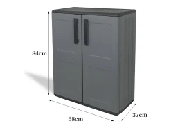 Armário de exterior Dbavagnol, Armário de varanda multiusos, Armário exterior com 2 portas, 100% Made in Italy, 68x37h84 cm, Acabamento de pintura, Cinza e Preto