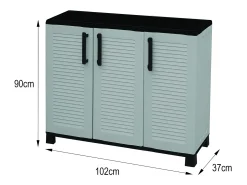 Armário de exterior Dbelpann, Armário de varanda multiuo, Armário de exterior de 3 porta, 100% Made in Italy, 102x37h90 cM, Cinza claro e preto, Acabamento em linha