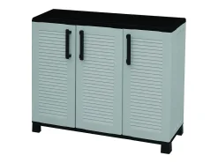 Armário de exterior Dbelpann, Armário de varanda multiuo, Armário de exterior de 3 porta, 100% Made in Italy, 102x37h90 cM, Cinza claro e preto, Acabamento em linha