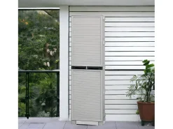 Armário de exterior Dberuatt, Armário exterior de 1 porta, Armário de lavandaria, 100% Made in Italy, 50x39h172 cm, Cinza claro e preto