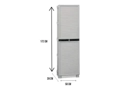 Armário de exterior Dberuatt, Armário exterior de 1 porta, Armário de lavandaria, 100% Made in Italy, 50x39h172 cm, Cinza claro e preto