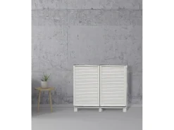 Armário de exterior Dbiondin, Armário ao ar livre, Armário de varanda multiuso, Armário outdoOu, 100% Made in Italy, Cinza claro, 100x39h92 cm