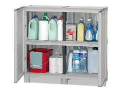 Armário de exterior Dbiondin, Armário ao ar livre, Armário de varanda multiuso, Armário outdoOu, 100% Made in Italy, Cinza claro, 100x39h92 cm