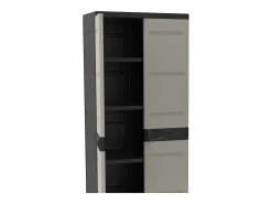 Armário de exterior em titânio com 2 portas e 4 prateleiras ajustáveis, preto, 70 x 176 x 41 cm