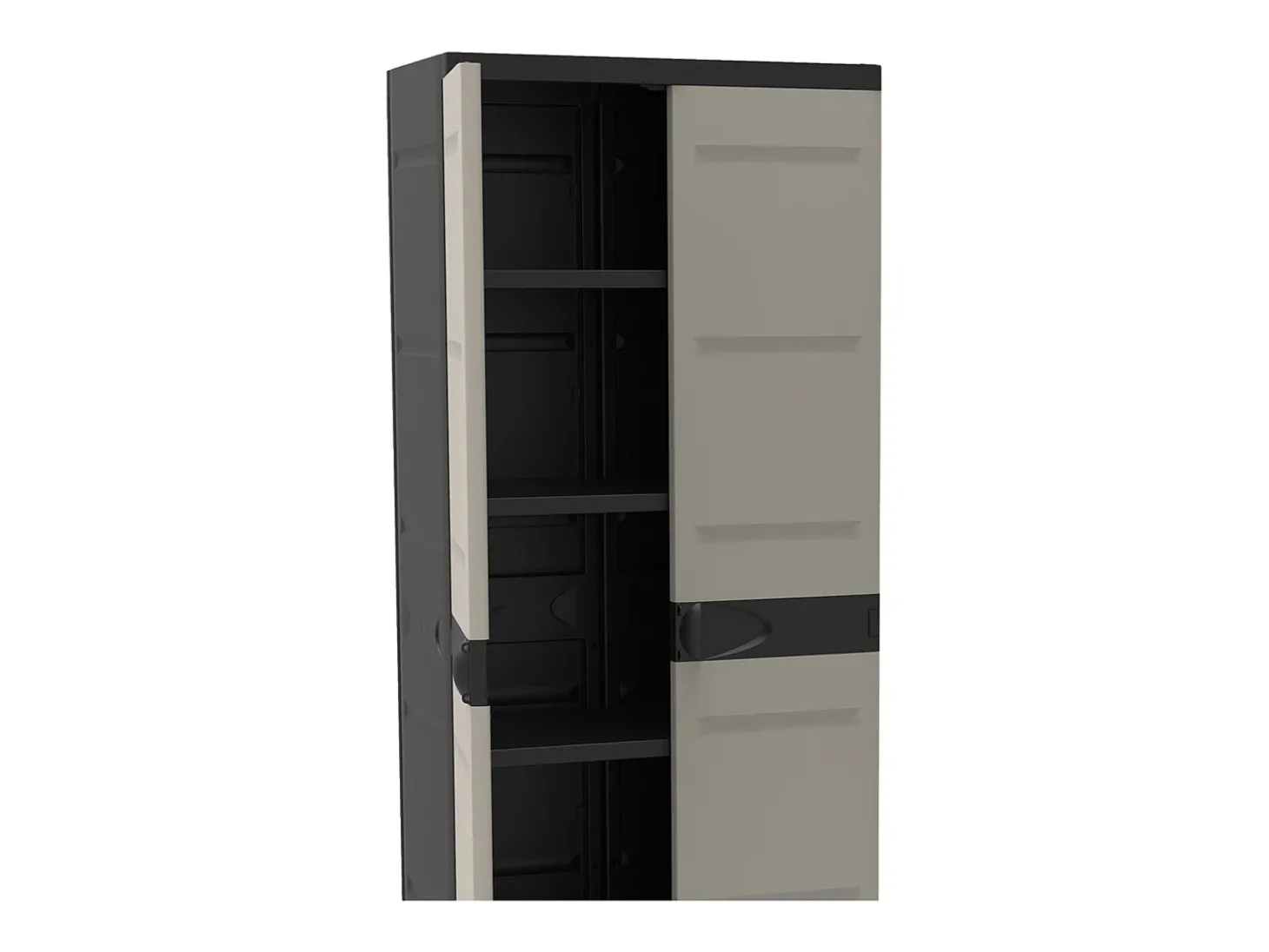 Armário de exterior em titânio com 2 portas e 4 prateleiras ajustáveis, preto, 70 x 176 x 41 cm