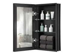 Armário de Farmácia, SucceBuy Armário de Farmácia - 36 x 61 cm, Espelho com Armário para Casa de Banho para Montagem na Parede ou Instalação Embutida