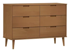 Armário de gavetas MOLDE 113x40x80 cm pinho maciço castanho